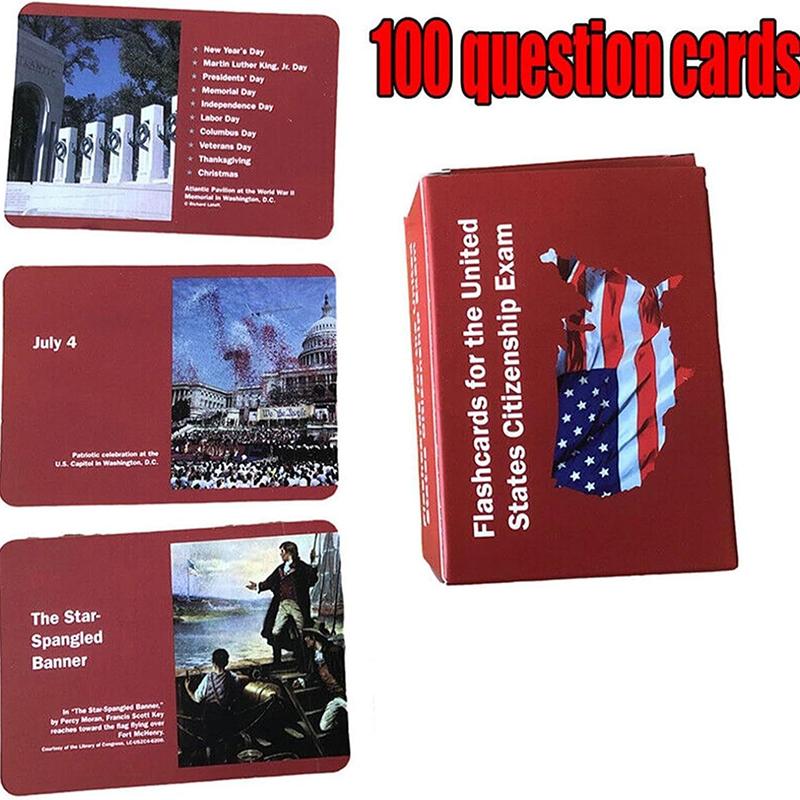 Карточки для подготовки к экзамену на гражданство США для подготовки к натурализации, Карточки для подготовки к экзамену на американское гражданство красный