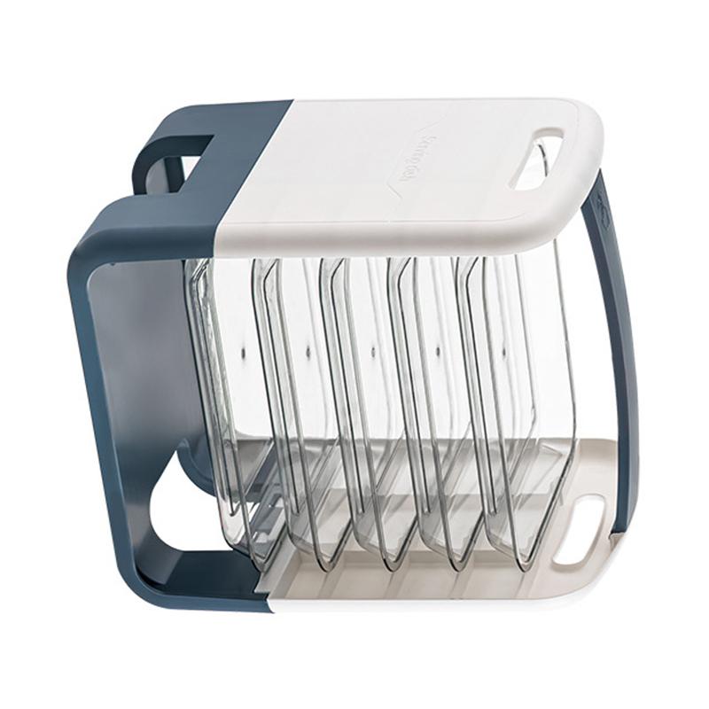 Четырехслойная тарелка для подготовки блюд, выдвижной ящик, пластиковая стойка для подготовки овощей, кухонная стойка для хранения синий